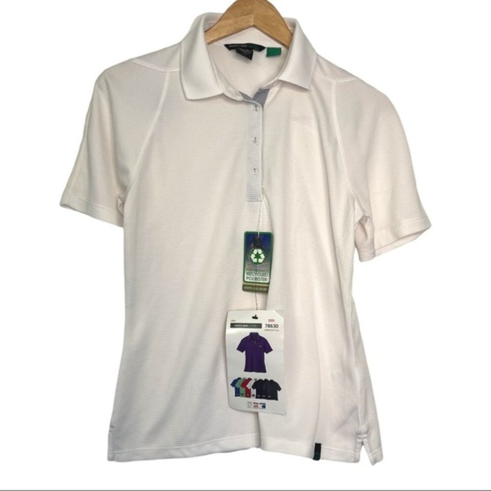 North End Sport Womens  Size Small ECO White Moisture Wicking Polo Golf
